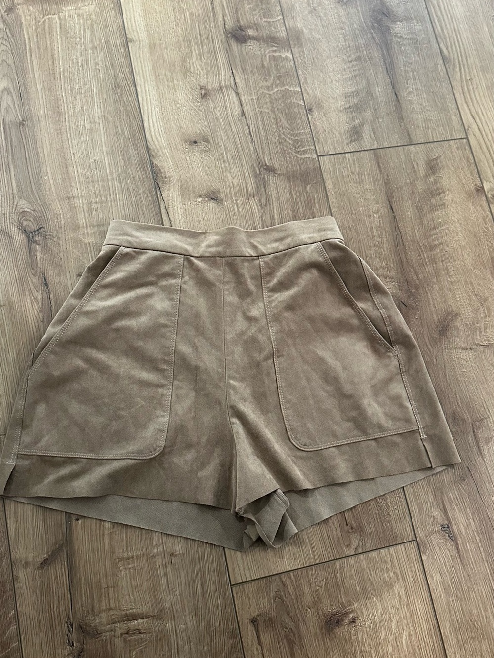 Wilfred Tan Suede-Look High-Rise Shorts